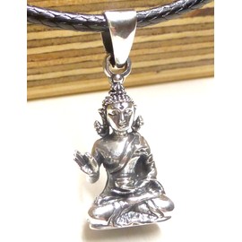 Silver Buddha Pendant Necklace Pendant Protection Symbol and Lucky Charm Sterling Silver Unisex, Sterling Silver, No Gemstone