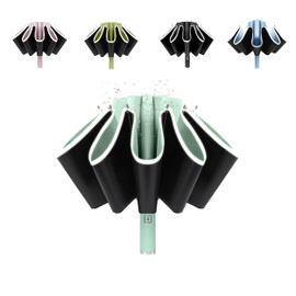 BAODINI UV Umbrella Protection Sun Compact Windproof Reverse Umbrella’s for Rain-Automatic Folding Inverted Car Travel Umbrella Portable for Women and Men Auto Close (3-green)