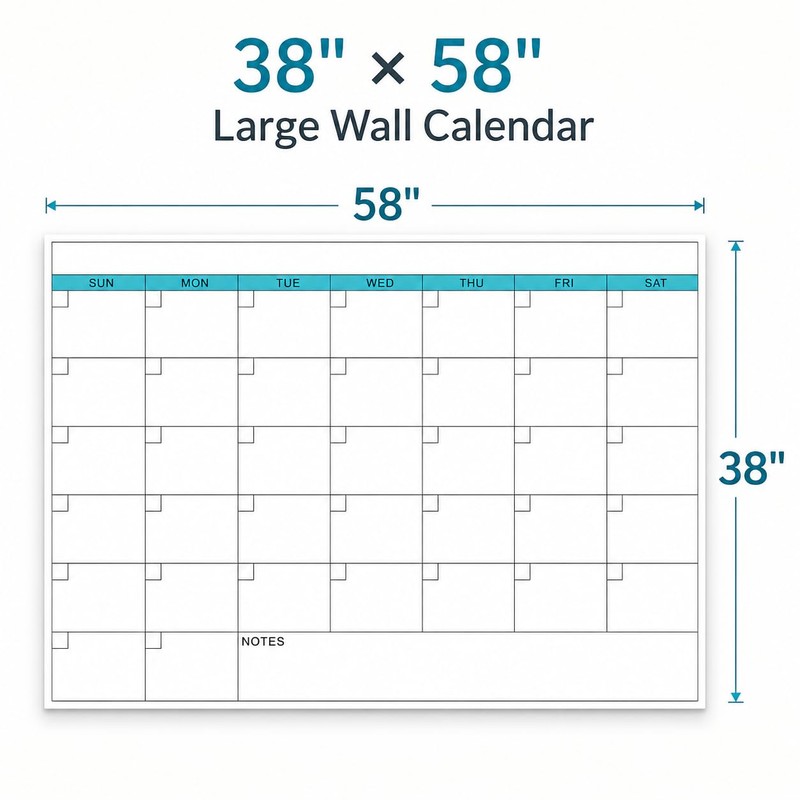 Dry Erase Calendar for Wall - 38" x 58" Extra