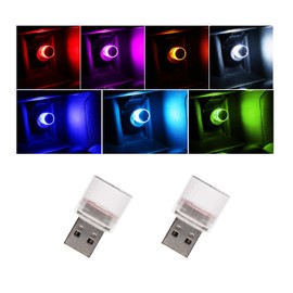 Ohleats 2PCS USB LED Car Interior Atmosphere Lamp, Mini Plug-in USB Auto LED Decor Night Light, Portable Vehicle Ambient Lighting Kit for Bedroom Hallway, Universal Car Accessories