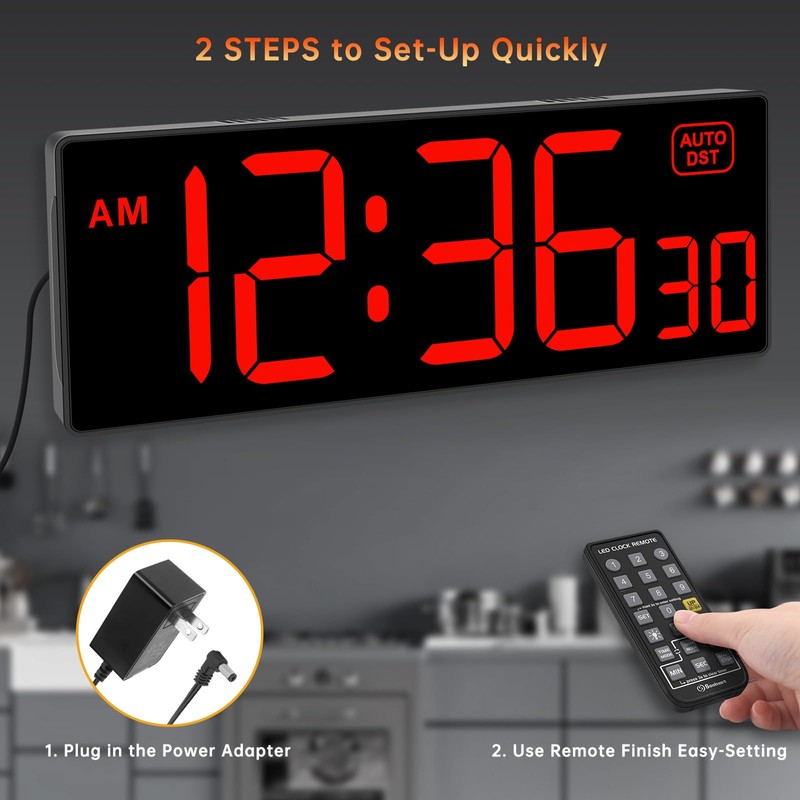 Soobest Digital Wall Clock with Seconds for Gym, Remote Countdown