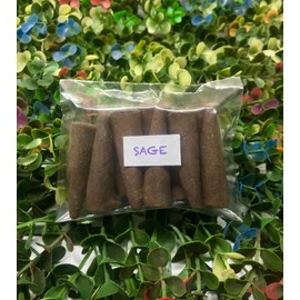 Sage Backflow Incense Cones (25 Cones) - 100% Natural Backflow Incense Cones - Christmas Backflow Incense Cones - Traditional Indian Incense (No Damaged Cones Hand Sorted Packet)