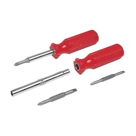 MTP 2 Pack 6 in 1 Security Screwdriver Nut Driver Flat Head & Phillips 1/4 5/16#2 Reversible Screwdriver PH1 PH2 Nut Driver Bit, Grey
