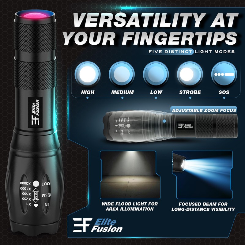 Elite Fusion Compact LED Flashlight 2-Pack, Bright Everyday Light for