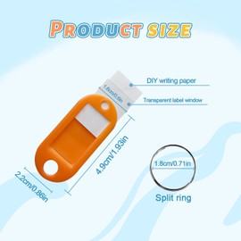 100PCS Key Tags FUNCYboo,Key Labels Keychain Tags Tough Plastic Key Tags with Split Ring Label Window Clear Soft Key Tags with Blank Labels Key Chain ID Tags for Name Luggage Backpack Bags(10 Colors)