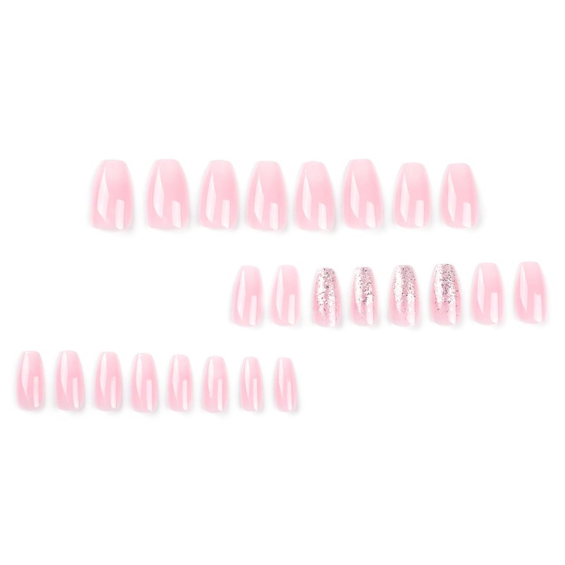 Nail Tip, Short, 24 Pieces, Medium, False Nails, Gradient, Pink,
