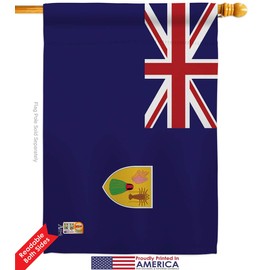 Turks and Caicos Islands House Flag Dowel Set Regional Nationality Nation International World Country Particular Area Small Decorative Gift Yard Banner Double-Sided Made In USA 28 X 40