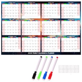 2026 Wall Planner Jan To Dec Full Year, 2026 Wall Calendar laminated Erasable With 4 Colored Marker 85 X 62cm, Double Sided Portrait & Landscape, Year Planner For Student Family School Office (Star)