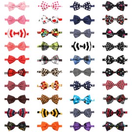 Dog Bow Ties, 40 PCS Segarty Pet Neck Bows, Bulk Pet Bowties with Adjustable Collar, Grooming Bowknot for Christmas Birthday Holiday Valentine Party Dog Photography Accessories Gift for Puppy Dogs Cat