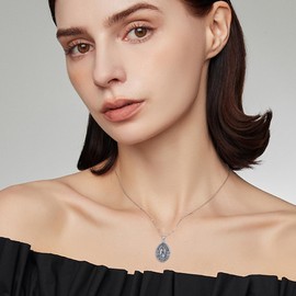 ONEFINITY Virgen De Guadalupe Necklace 925 Sterling Silver Mother Mary Necklace Virgencita Jewelry Gifts for Women