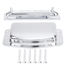 Natudeco Tailpiece Guitar Bridge Adjustable Fixed Bridge Durable Metal Electric Guitar with Protective Case Guitar Cover Plate Set Replacement (Silver)