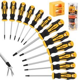 13Pcs Magnetic Torx Screwdriver Set, T5-T40 Star Screwdriver with Magnetize & Demagnetize, Heavy Duty Chrome Vanadium Steel Made