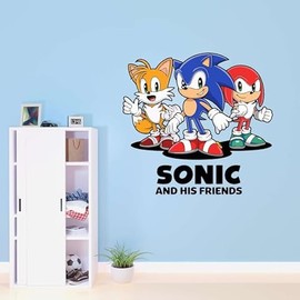 Tails, Knuckles and His Friends Adventurous Quote Wall Decal Decoration Hedgehog Supersonic Character Friends Silhouette Drawing Kids Cartoon Easily Removable - Size: 18 in(W) x 20 in(H)