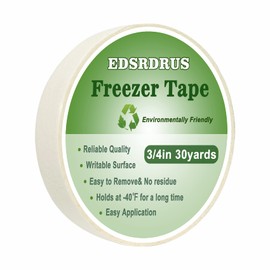 EDSRDRUS Freezer Tape to Write On 3/4in x 90ft Low Temperature Resistance Removable No Residue Freezer Tape for Food Containers Refrigerator Food Labels Container Labels
