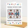 CooMood88 Happy 1St Anniversary Card, You Make The Perfect Pair!