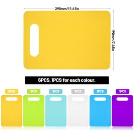 Piuluvor® Chopping Board Set, 6 Pieces Small Chopping Board, Non-Slip Breakfast Board, 29 x 19 cm, Cutting Board, Kitchen Board for Vegetables, Fruits, Meat, Bread (6 Colours)