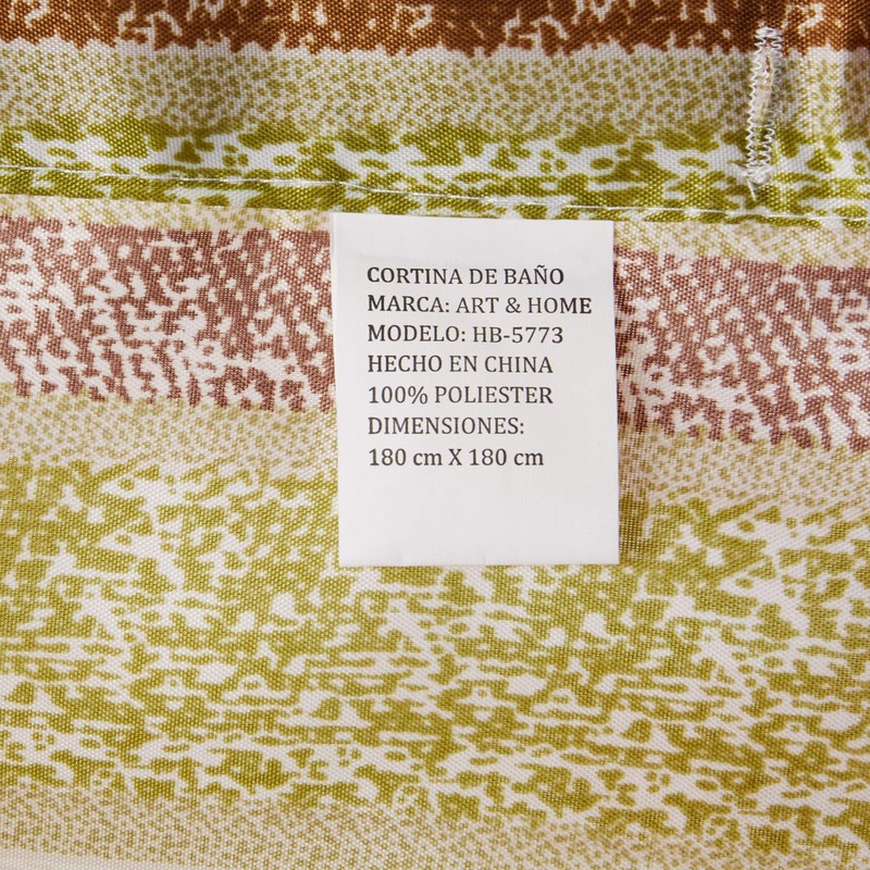 Art & Home Cortina para baño 100% Poliéster HB-5773, 180