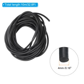 PATIKIL Silicone Foam Seal Strip, 10M(32.8Ft) 4mm(0.16") Dia Round High Density Solid Sponge Rubber Weather Stripping Cord for Sealing Gap Blocker Insulation, Black