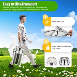 LyeXD 30L/7.93Gallon Milk Can Food Grade Stainless Steel, Milk Jug with Sealed Lid for Milk Wine Oil Liquid Storage Container,Milk Jugs,Steel Bucket Milk Pail for Store Milk,Wine,Oil