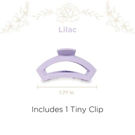 TELETIES - Tiny Open Claw Clip - Strong Grip, Bendable Teeth, Comfortable Cutout Design - Ideal for Long, Thick, Curly, or Wavy Hair - For All Hair Textures - Spring Collection - Lilac