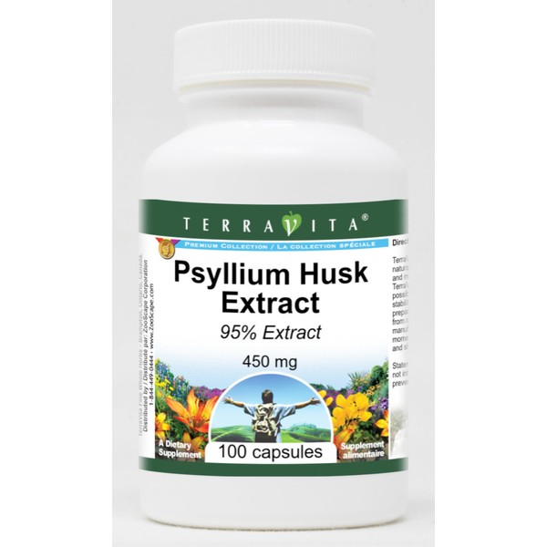 Psyllium Husk 95% Extract - 450 mg (100 Capsules, ZIN: