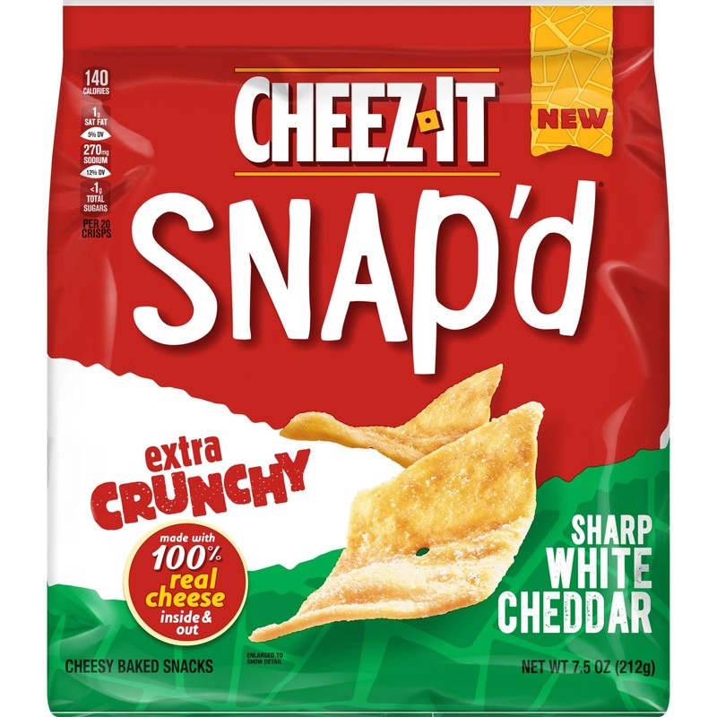 Cheez-It Snap'd Cheese Cracker Chips, Thin Crisps, Extra Crunchy, Sharp