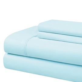 Cathay Home Essentials Ultra Soft Hypoallergenic Wrinkle Resistant Double Brushed Microfiber Bedding Sheet Set, Aqua, Full