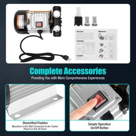 110V AC 16GPM 60L/min Oil Transfer Pump, Electric Self-priming Oil Pump, Fluid Extractor Pump for Diesel, Kerosene, Biodiesel