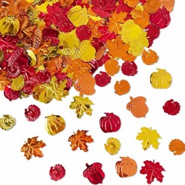 200 Pcs Fall Glitter Confetti - Autumn Foil, Thanksgiving Maple Leaves, Turkey, Pumpkin, Pinecones, Acorn Sprinkles for Table Decorations and Party Supplies 30g