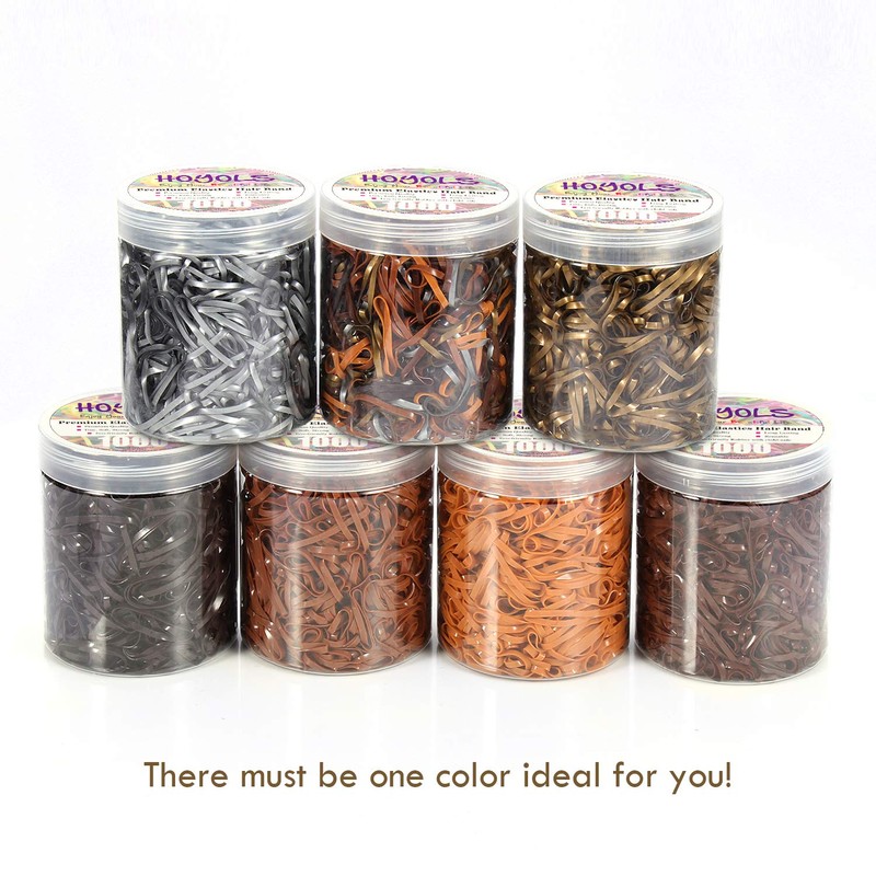 Hoyols Small Hair Elastics Brown, Premium Plastic Girls Hair Ties