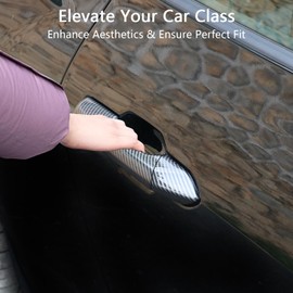 Treesiche Crosstrek Exterior Door Handle Trim Covers Compatible with Crosstrek 2023-2025，WRX 2022-2025,ABS Car Door Handle Protector Cover(with Smart Hole - Carbon Fiber)