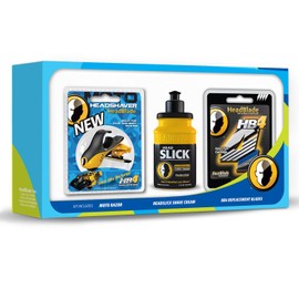 Moto Men's Head Shaving Starter Kit with 5oz HeadSlick Shaving Cream, Shaving Razor, Blade Refills