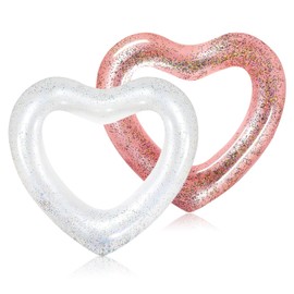 2PCS Inflatable Swimming Rings,Adult Size Heart Inflatable Pool Floatie Bachelorette Swim Ring,Blow up Swim Pool Tubes Float Loungers Swimming Tube Water Fun Beach Wedding Pool Swimming Circle