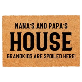 Funny Coir Doormat Nana and Papa's House Grandkids are Spoiled Here Front Door Mat Entryway Outdoor Mat with Heavy Duty Front Porch Welcome Mats Easy to Clean Entry Black Font 23.6 x 15.7 inch