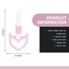 MOXRUQ 2 PCS Heart Handle Strap for Car, Drift Charm Rear Bumper Warning Ring Decor, Heart Car Hanging Accessories, Drift Handle Rings for Car, SUV, Bus, Subway Interior Exterior Decoration (Pink)