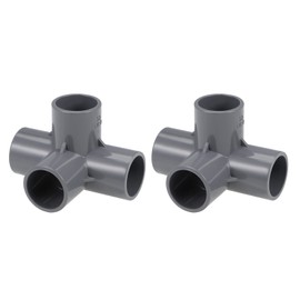 METALLIXITY 2 Pcs 25mm Tee PVC Pipe Fitting 4 Way Elbow PVC Pipe Fitting Furniture Connector for Water Supply Building DIY Garden Shelf Greenhouse Gray