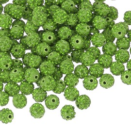 PATIKIL 10mm Clay Rhinestone Beads for Jewelry Making, 160 Pcs Sparkly Round Disco Beads Shiny Diamond Ball Bulk for DIY Crafting Bracelet Earring Pens, Light Green