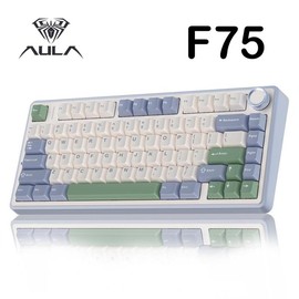 Aula F75 MAX Wireless Mechanical Keyboard with TFT Screen and Knob, Gasket Keyboard in 75% Layout, Hot Swappable Gaming Keyboard for PC/Mac/Linux:_F75 cedar green