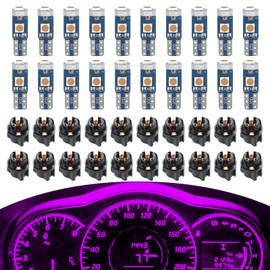 MOXRUQ 20 PCS T5 Led Bulbs Dash Lights, 37 74 2721 PC74 PC37 LED Bulb with Twist Lock Socket, 3030 Chips Super Bright Interior Dome Map Dashboard Indicator Instrument Panel Gauge Lamp (Pink)