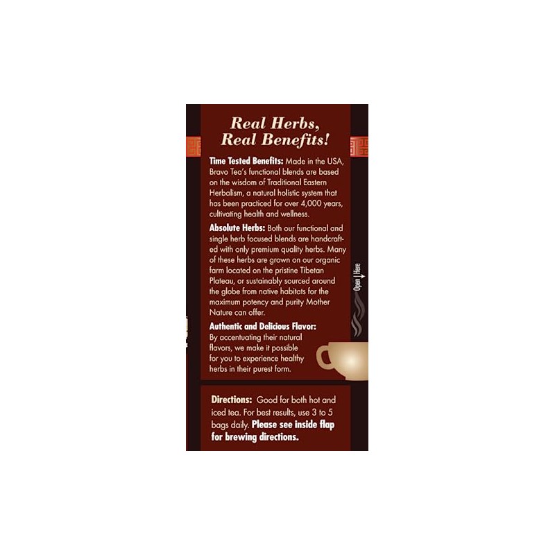 Bravo Tea Lion's Mane Mushroom Herbal Tea Caffeine Free, 20