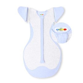 BABELIO Detachable Zip Sleeves Swaddle Temp-Sensing Baby Transitional Swaddle Arms Up 2-Way Zipper Sleep Sack Soft Blue