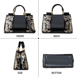 Nevenka Evening Handbags for Women Patent Leather Top Handle Purse Cross-Body Bag for Party Daily Use（Black）