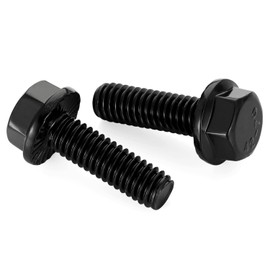 1/4-20 x 3/4" Flanged Hex Head Bolts Flange Hexagon Screws, Stainless Steel A2 Black Finish, DIN 6921, 25 PCS