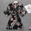 Flower Silk Robe Golf Cover-up LM-0332 Black