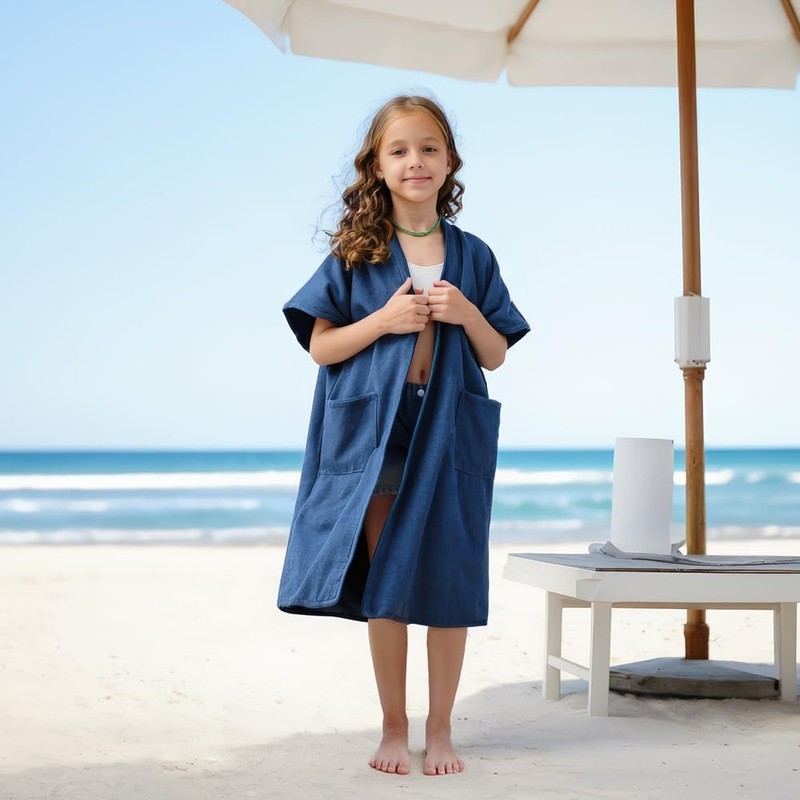 Hiturbo Kids Bath Towel Hoodie: Absorbent Quick Dry Zipper Surf