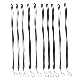 10pcs Neck Lanyard Black Polyester Badge Holder for Students Staff ID Card Telephone Keys Camera