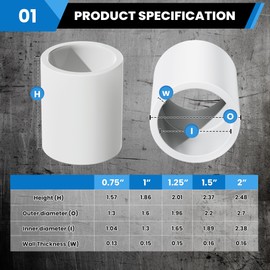 1" PVC 2 Way Coupling Pipe Fitting, 10 Pcs Pipe Couplers, Schedule 40 Furniture Grade Slip Connector for Building PVC Furniture DIY Structures and Frames