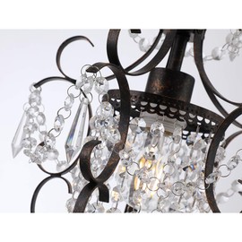 Riomasee Plug in Chandelier Mini Bronze Chandeliers 1 Light Elegant Chandelier Crystal Iron Ceiling Light Fixture for Bedroom,Girls Room,Bathroom