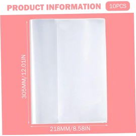 Cubierta de libro de 10 piezas Protectores lámina plástico transparente con tiras autoadhesivas mangas libros resistentes al agua y resistente a las manchas para la oficina escolar en casa