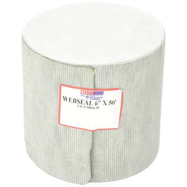 EternaBond WebSeal White 6" x50' MicroSealant Woven Polyester Tape | 23 mil Total Thickness | EB-WB060-50R - Reinforced Fabric for Roof Sealing and Repair
